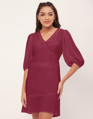 moomaya Women A-line Maroon Dress