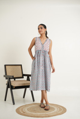 Goodhand Women Peplum Grey Below Knee Dress