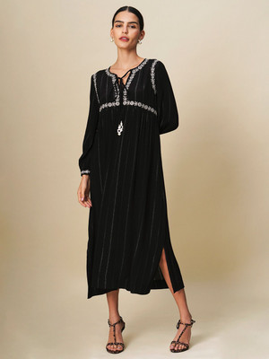 CHEMISTRY Women A-line Black Midi/Calf Length Dress