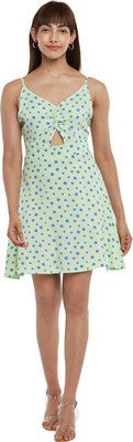 PEOPLE Women Fit and Flare Green Midi/Calf Length Dress