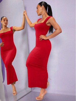 METRONAUT Women Bodycon Red Maxi/Full Length Dress