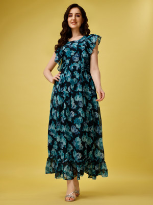 RK Creation Flared/A-line Gown(Blue)