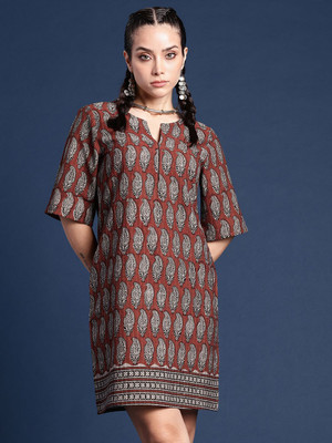 Taavi Women A-line Maroon Above Knee/Mid Thigh Length Dress
