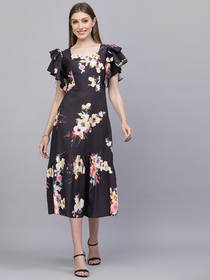 AAYU Women A-line Multicolor Midi/Calf Length Dress