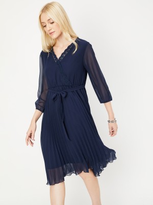 MAX Women A-line Dark Blue Dress