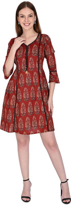 RolyPoly Women A-line Brown Above Knee/Mid Thigh Length Dress