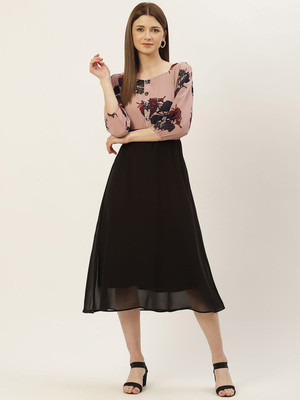 Moda Rapido Women A-line Multicolor Knee Length Dress