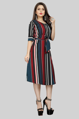 tanvi creation Women A-line Multicolor Knee Length Dress