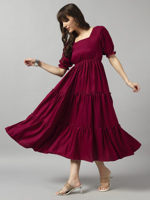 Femvy Anarkali Gown(Maroon)