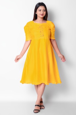 Aksha Fashion Women A-line Yellow Dress