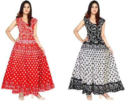 HouseOfCommon Women Gown Black, White, Red Dress