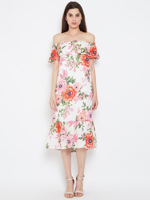 OXOLLOXO Women A-line Multicolor Below Knee Dress