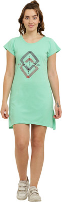 HouseOfCommon Women T Shirt Light Green Above Knee/Mid Thigh Length Dress