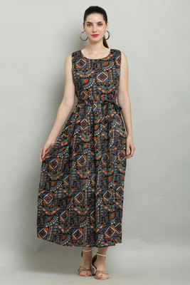 A R J FASHION Women A-line Multicolor Midi/Calf Length Dress