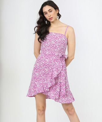 Tokyo Talkies Women Skater Purple Above Knee/Mid Thigh Length Dress