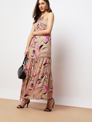 VERO MODA Women Tiered Multicolor Maxi/Full Length Dress
