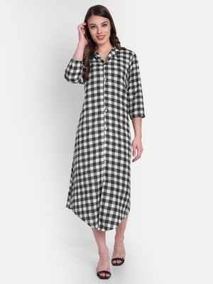 tilism Women Shirt Black Midi/Calf Length Dress