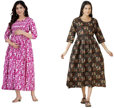 Moda Rapido Women Fit and Flare Multicolor Midi/Calf Length Dress