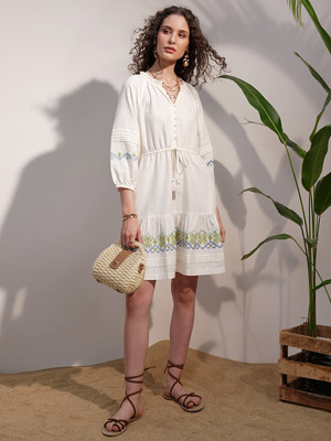 Vishudh Women A-line White Mini/Short Dress