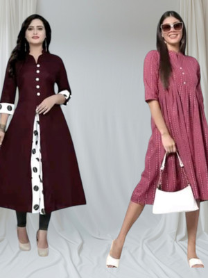 Db Fashionpo Women A-line Red, Maroon Maxi/Full Length Dress