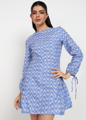 Asami Women A-line Blue Above Knee/Mid Thigh Length Dress