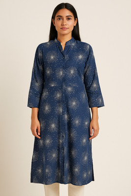 Clad in Fab Women High Low Blue Midi/Calf Length Dress