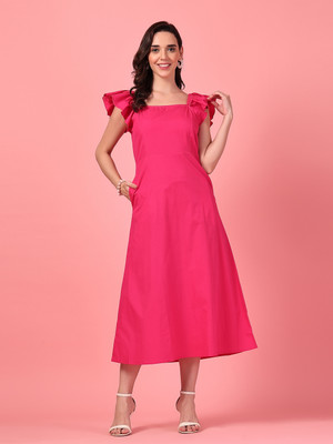 Gulabidress Women A-line Pink Maxi/Full Length Dress
