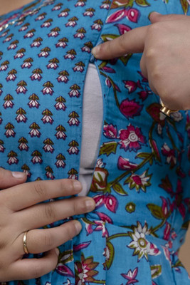 aashub Women A-line Light Blue Ankle Length Dress