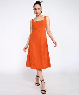 FOREVER 21 Women Sheath Red Midi/Calf Length Dress