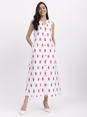 Fable Street Women A-line White Maxi/Full Length Dress