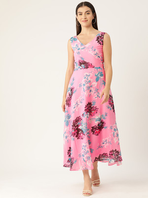 Dressberry Women A-line Pink Maxi/Full Length Dress