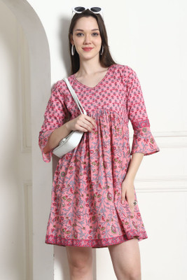 Aaradhya Fashion Women A-line Pink Above Knee/Mid Thigh Length Dress