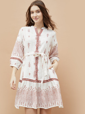 Colour Me by Melange Women A-line White Mini/Short Dress