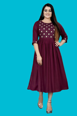 HouseOfCommon Women Fit and Flare Multicolor Midi/Calf Length Dress