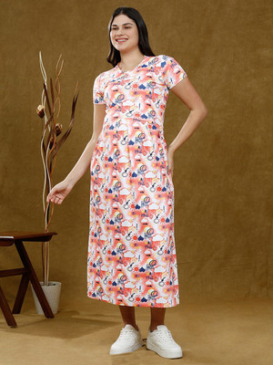 True Shape Women A-line Red Midi/Calf Length Dress