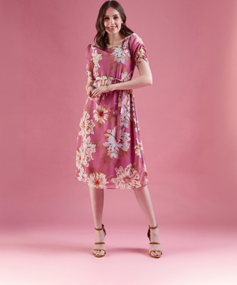 Dressberry Women A-line Pink Midi/Calf Length Dress