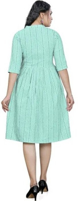 Suhanicz Women Printed A-line Kurta(Blue)