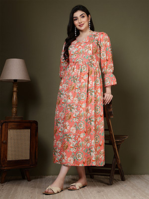 Nayo Women Ethnic Dress Pink Maxi/Full Length Dress