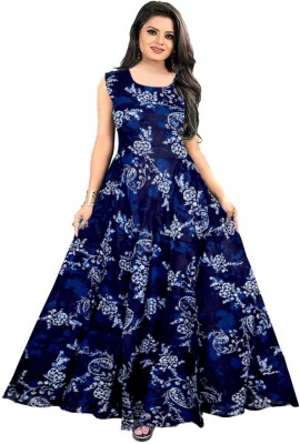 Royal Rajotiya Women Fit and Flare Blue Dress