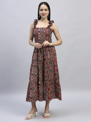 ROSEMELON Women A-line Red Maxi/Full Length Dress