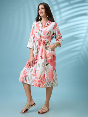 Globus Women A-line White Midi/Calf Length Dress