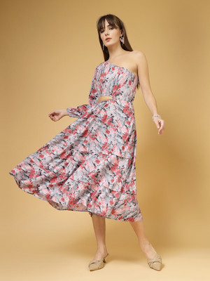 Dressberry Women A-line Pink Midi/Calf Length Dress