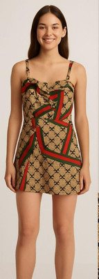 Naazikah Women A-line Brown Above Knee/Mid Thigh Length Dress