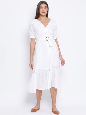 OXOLLOXO Women A-line White Dress