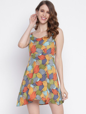 VYMO Women A-line Multicolor Above Knee/Mid Thigh Length Dress