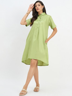 Color Cocktail Women A-line Green Knee Length Dress
