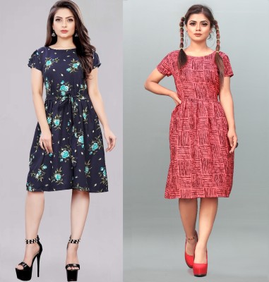 maruti fab Women Fit and Flare Multicolor Dress