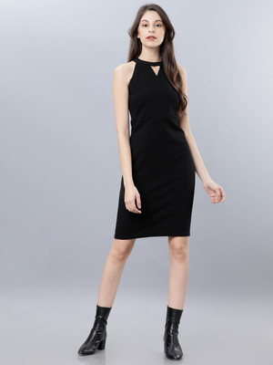 Tokyo Talkies Women A-line Black Midi/Calf Length Dress