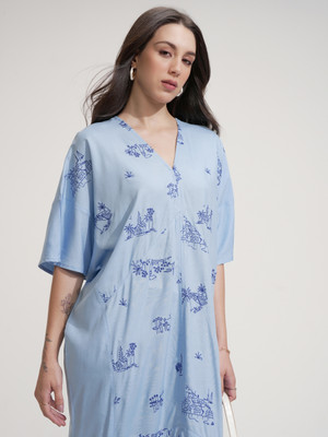 Tokyo Talkies Women Kaftan Blue Maxi/Full Length Dress