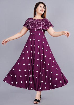 PRADHRUHE Women Fit and Flare Purple Maxi/Full Length Dress